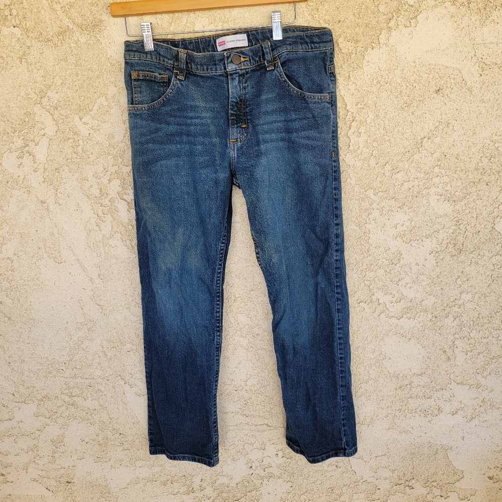 Wrangler Boys Size 14 Husky Adjustable Waist Classic Straight Leg Stretch Jeans
